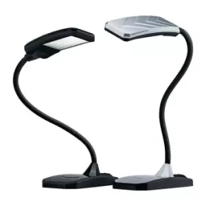 image of Lampe de bureau plastique argent hauteur maxi. 380 mm pied avec LED