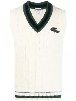 Image of LACOSTE Cable Knit Sweater White