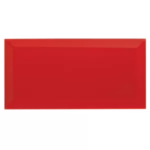 Image of Wickes Bevelled Edge Red Gloss Ceramic Wall Tile 200 x 100mm