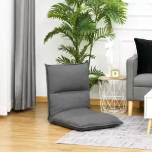 Image of Homcom Foldable Padded Floor Chair With Adjustable Backrest Grey Linen