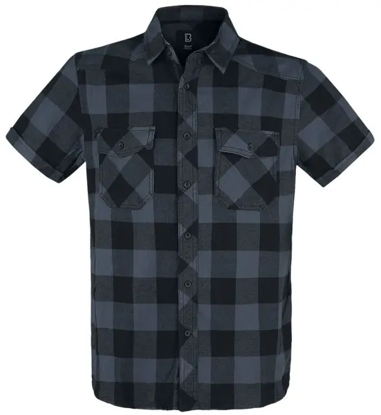 Image of Brandit Checkshirt Short Sleeve Shirt, black-grey, Size 5XL