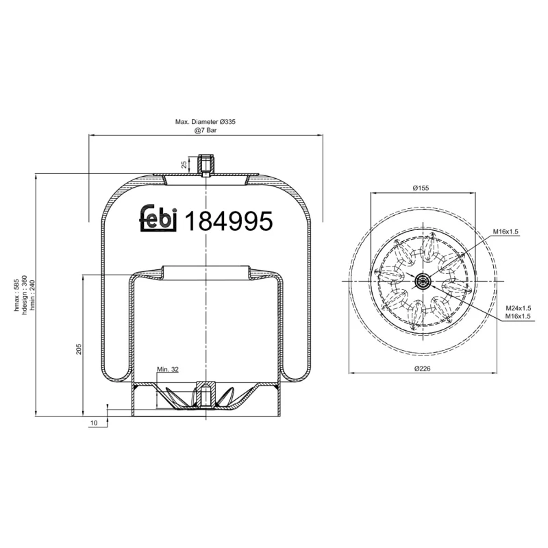 Image of FEBI BILSTEIN 184995 Boot, air suspension Rear Axle Boot,air suspension (324)