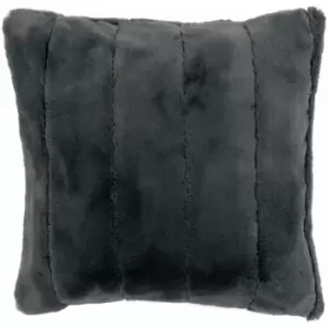 Image of Riva Paoletti Empress Super Soft Faux Fur Cushion Cover, Charcoal, 55 x 55 Cm