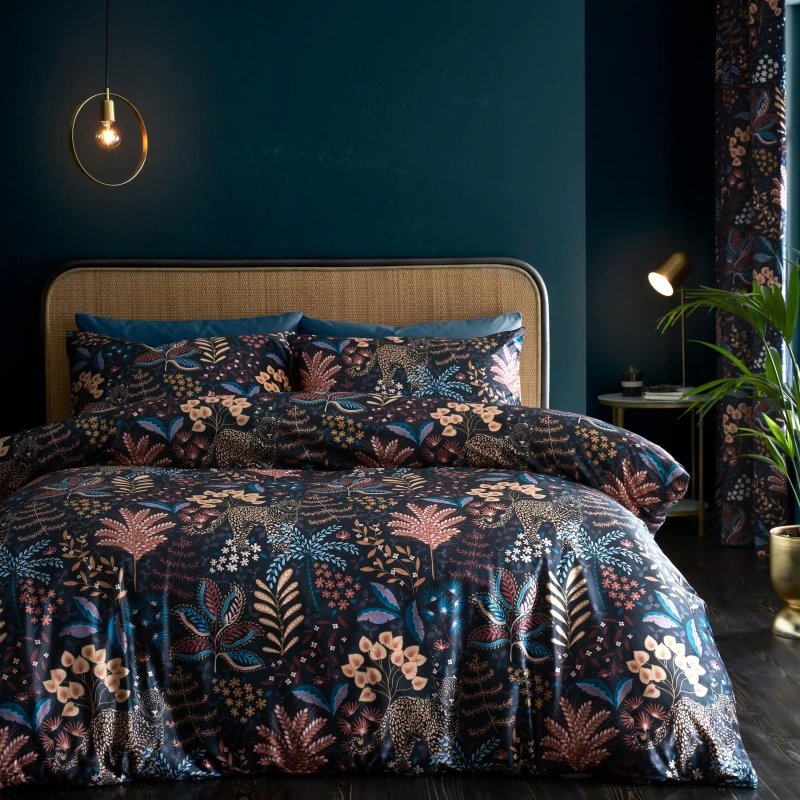Image of Catherine Lansfield 'Soft Velvet Exotic Leopard' Duvet Cover Set Black