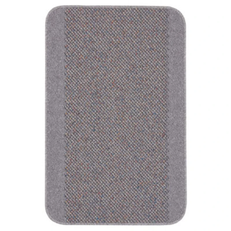 Image of THE RUGS Washable Designer Rugs & Mats Bordered Design in Silver Grey 110G Size: 67cm x 200cm Grey Unisex 67cm x 200 cm