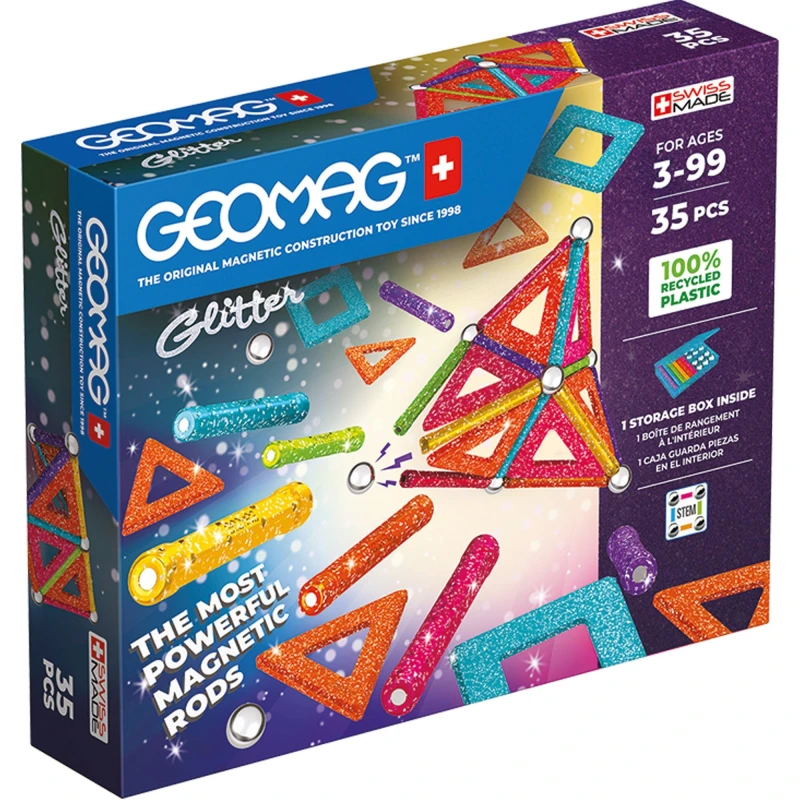Image of GEOMAG Recycled Magnetic Glitter Panels - 35 Pieces Make Your Own Toys One Size Multi 42972199000