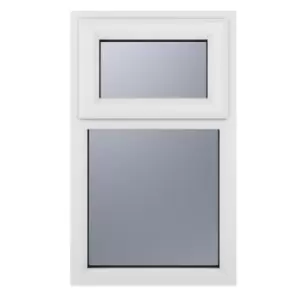 Crystal uPVC Window A Rated Top Hung Opener over Fixed Light 610mm x 1190mm Obscure Glazing - White