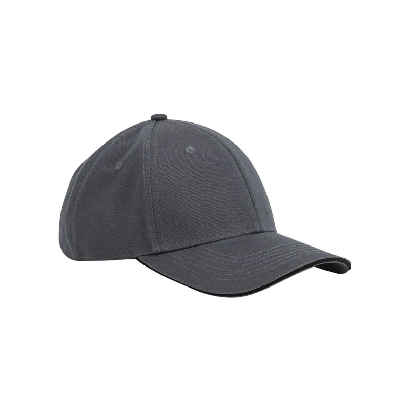 Image of Beechfield Beechfield Men Classic 6 Panel Cotton Sandwich Peak Cap in Grey Grey One Size Male 5063527237460