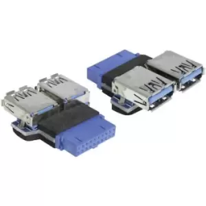 image of Delock USB 3.2 1st Gen (USB 3.0) Adapter [1x USB 3.2 1st Gen port internal 19-pin (USB 3.0) - 2x USB 3.2 1st Gen port A (USB 3.0)] 65324