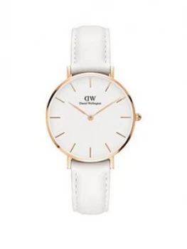 image of Daniel Wellington Bondi White And Rose Gold 32Mm Dial White Leather Strap Watch