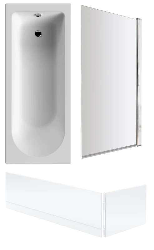 Image of Balterley Round Bath Tub with Square Bath Screen and Bath Panels 1700x700mm White