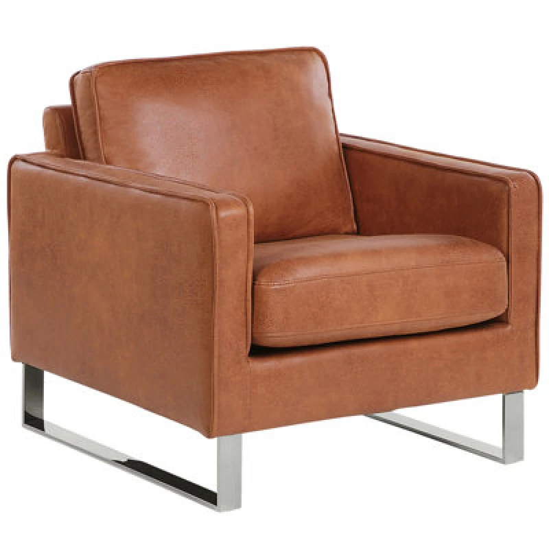 Image of Beliani Armchair Vind Faux Leather Golden Brown