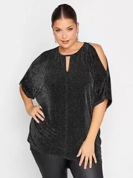 Image of Yours Party Cold Shoulder Cape Top - Silver, Size 16, Women