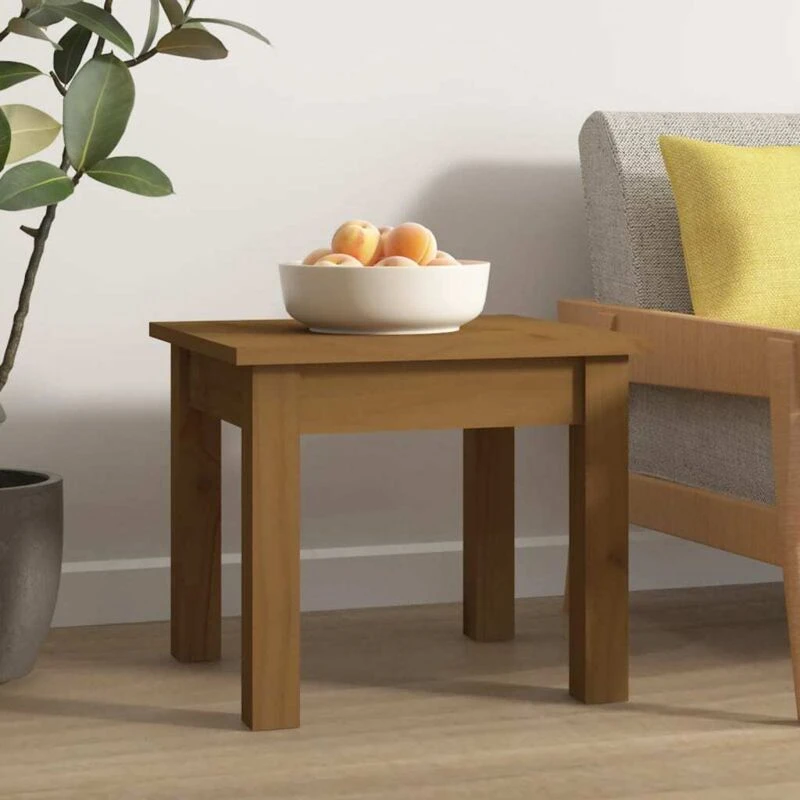 Image of Vidaxl Coffee Table Honey Brown 35X35X30 Cm Solid Wood Pine, Brown 814222