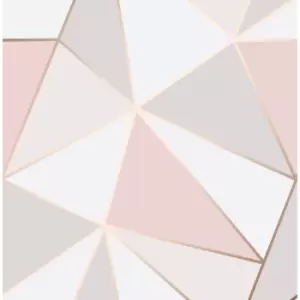 image of Fine Decor Apex Geo Sidewall Wallpaper, Rose Gold