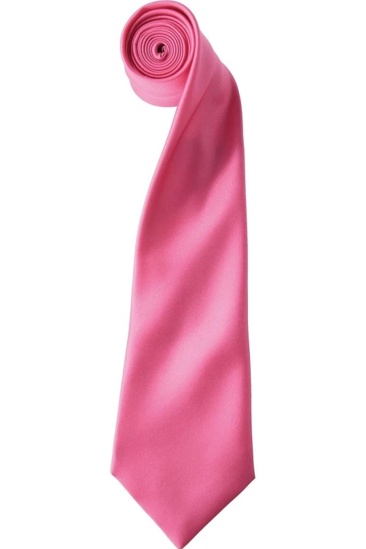 Image of Premier Premier Men Plain Satin Tie (Narrow Blade) in Fuchsia Fuchsia One Size Male 5055805452047