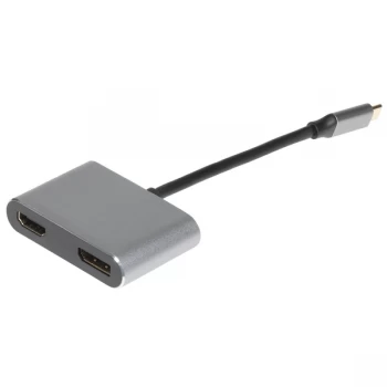 Image of Nikkai USB Type-C to Multi-Port HDMI / DisplayPort Docking Station - Silver