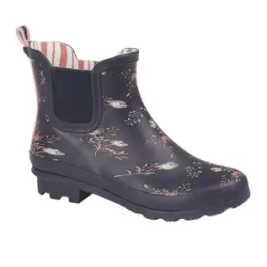 image of StormWells Womens/Ladies Floral Wellington Boots (4 UK) (Navy)