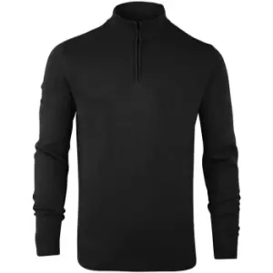 Image of ISLAND GREEN MENS ZIP NECK KNIT JUMPER - BLACK - LARGE