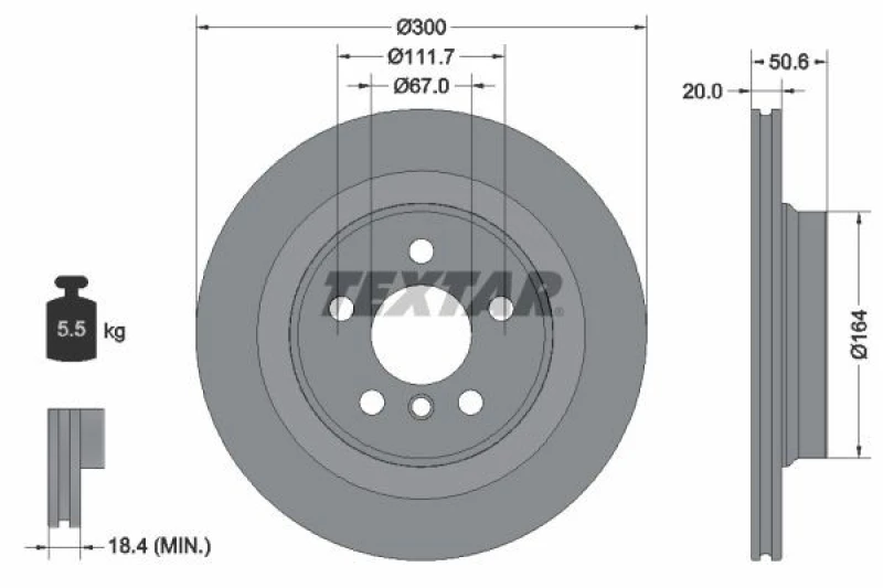 Image of Brake disc TEXTAR 92274503