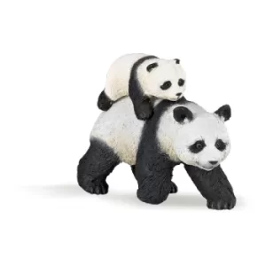 image of PAPO Wild Animal Kingdom Panda and Baby Panda Toy Figure, Three Years or Above, White/Black (50071)