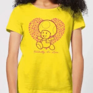 Image of Super Mario Toadally In Love Womens T-Shirt - Yellow - L - Yellow