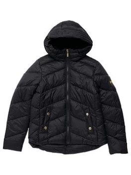 image of Barbour International Girls Motegi Quilt Jacket - Black, Size 14-15 Years, Women