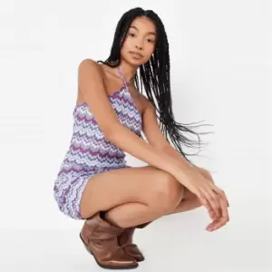 Missguided Crochet Halter Neck Mini Dress - Purple