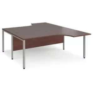 image of Office Desk 2 Person Corner Desk 1800mm Walnut Tops With Silver Frames Maestro 25