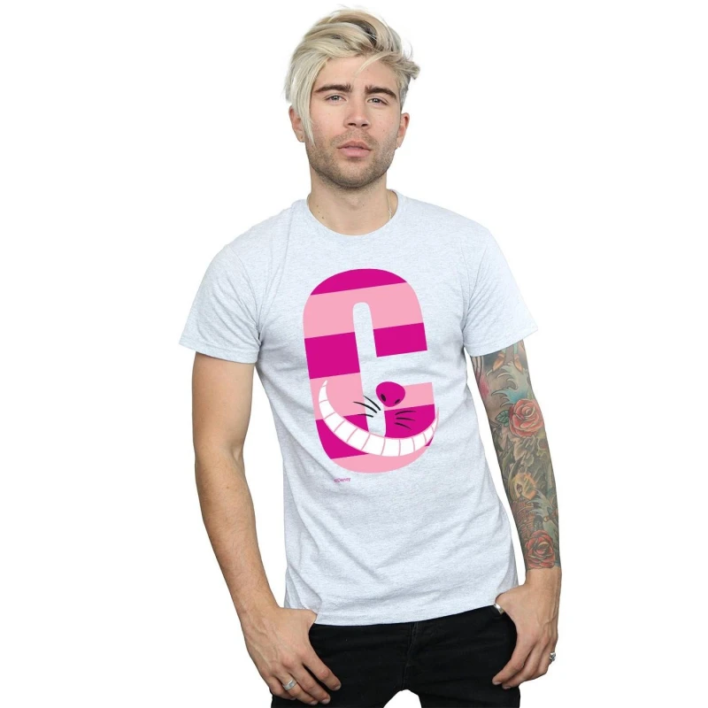 Image of Disney Men Alphabet A Is For Alice T-Shirt in Grey Size: Small Grey S Male 5057736838938
