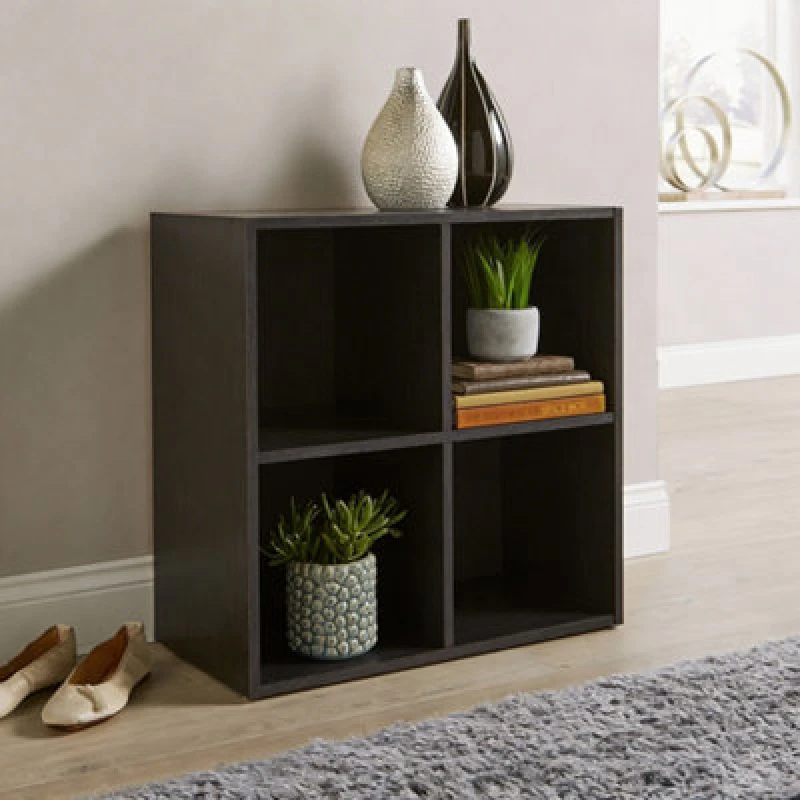 Image of Home Source Cube 2X2 Storage Shelf Unit Black