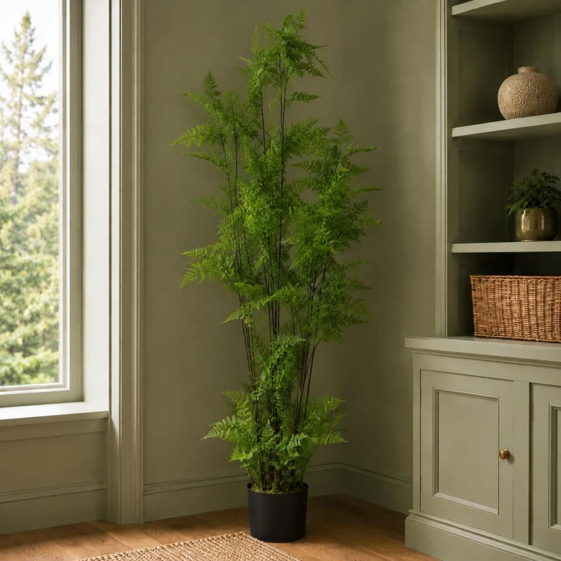 Image of Leaf Design 150cm Artificial Natural Moss Base Fern Foliage Plant