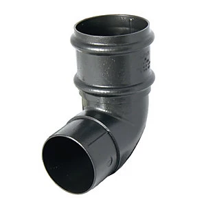 image of FloPlast 68mm Cast Iron Style Round Line Downpipe Offset Bend 92.5° - Black