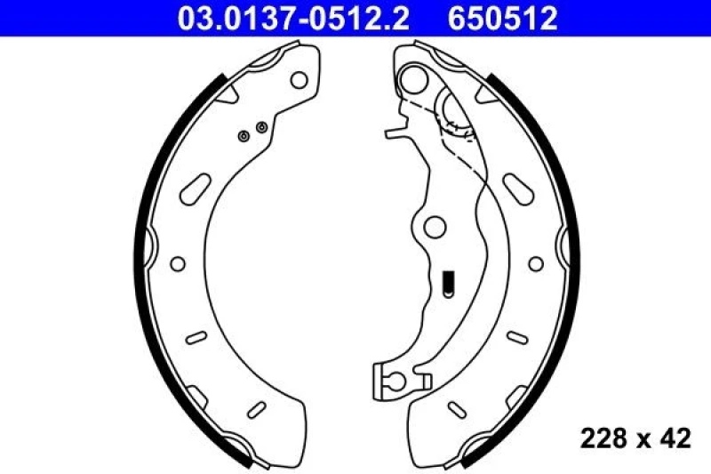 Image of ATE 03.0137-0512.2 Brake Shoes with lever Brake Shoe Set (70)