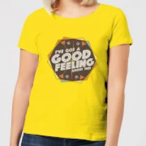 image of Crystal Maze I've Got A Good Feeling About This- Aztec Womens T-Shirt - Yellow - L - Yellow