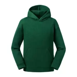 image of Russell Kids/Childrens Authentic Hooded Sweatshirt (7-8 Years) (Bottle Green)