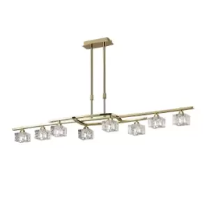 image of Zen Rectangular Telescopic Convertible To Semi Flush 8 Light G9, Polished Brass