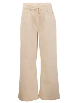 image of Paige Womens Carly Waistband Tie Jeans In Warm Ecru