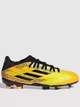 Image of adidas JUNIOR MESSI X LACELESS SPEED FORM.3 FIRM GROUND FOOTBALL BOOT, Gold, Size 10
