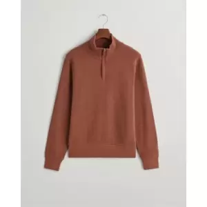 Image of Gant Sacker Rib Half Zip Dark Jeansblue - Brown