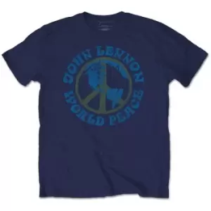 John Lennon - World Peace Unisex XX-Large T-Shirt - Blue