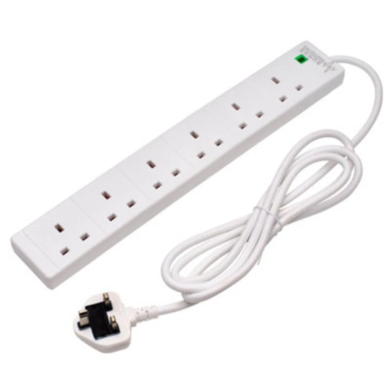 Image of Draper 09659 Six Socket Surge Protected Extension Lead With Neon Indicator, 2M