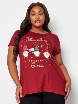 Image of Yours Novelty Tee - Chillin With My Gnomies, Red, Size 16, Women