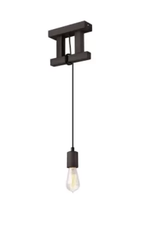 image of Leon Industrial Slim Pendant Ceiling Lights Wenge, 1x E27