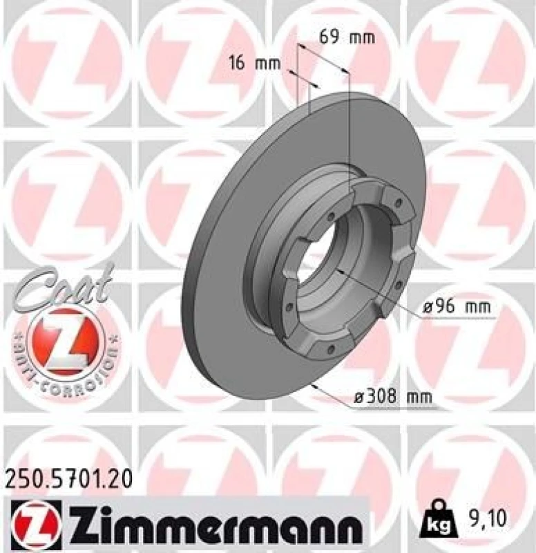 Image of ZIMMERMANN Brake disc ZIMMERMANN 250.5701.20