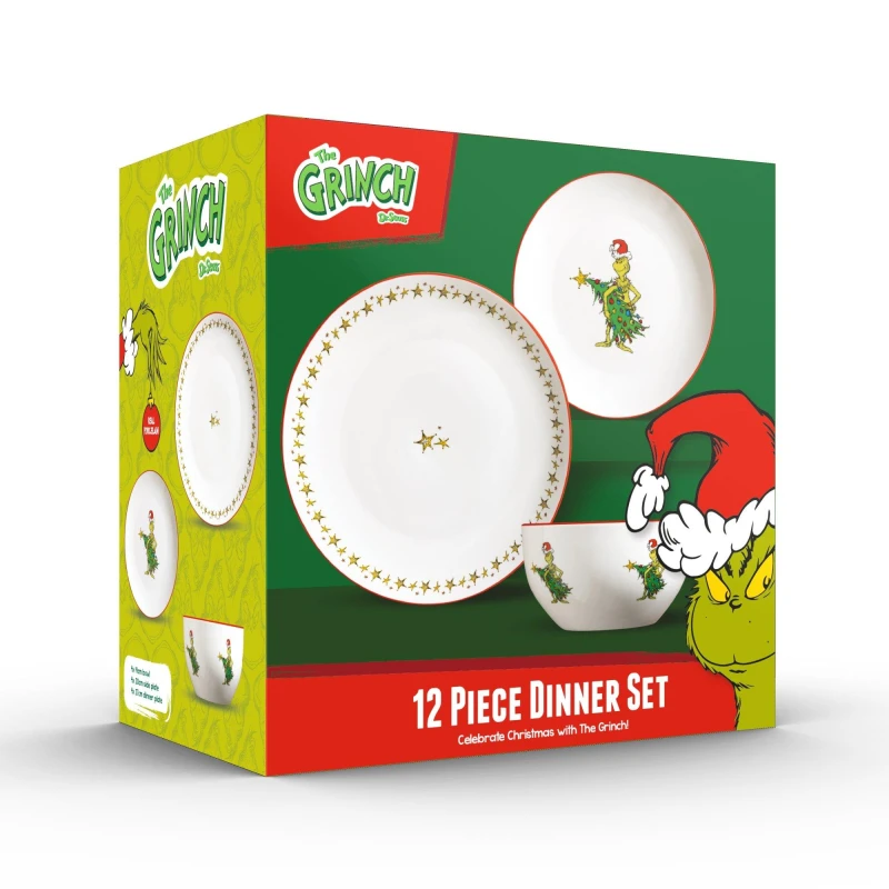 Image of The Grinch 12Pcs Set Grinch Stealing Xmas Trees White unisex 12 pc