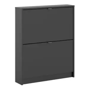 image of Matte Black Shoe Cabinet with 2 Tilting Doors