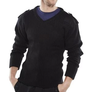 Image of Click Workwear Sweater Military Style V Neck Acrylic 2XL Black Ref