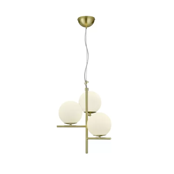 image of Pure Modern 3 Light Multi Arm Pendant Ceiling Light Brass Matt