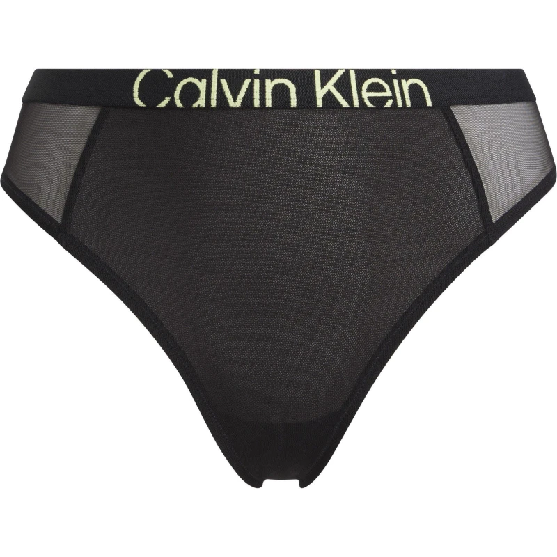 Image of Calvin Klein Mesh High Leg Tanga Brief - Black 8
